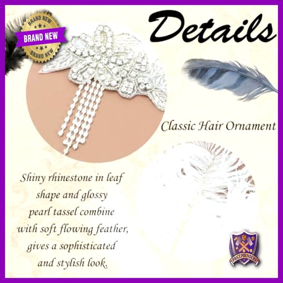 Vintage Flapper Feather Headband Art Deco Gatsby Party Headpiece